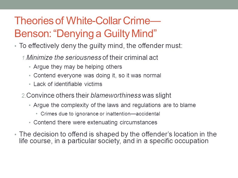 The common characteristics of the white collar offender